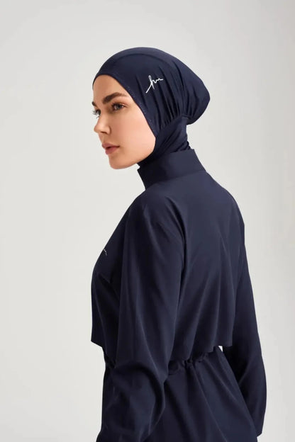 Haşema Esila Sleeveless Overdress 5-Piece Full-Covered Burkini Set Quick-Drying Swimwear HSM-2934-08-08 Navy Blue - ihvan