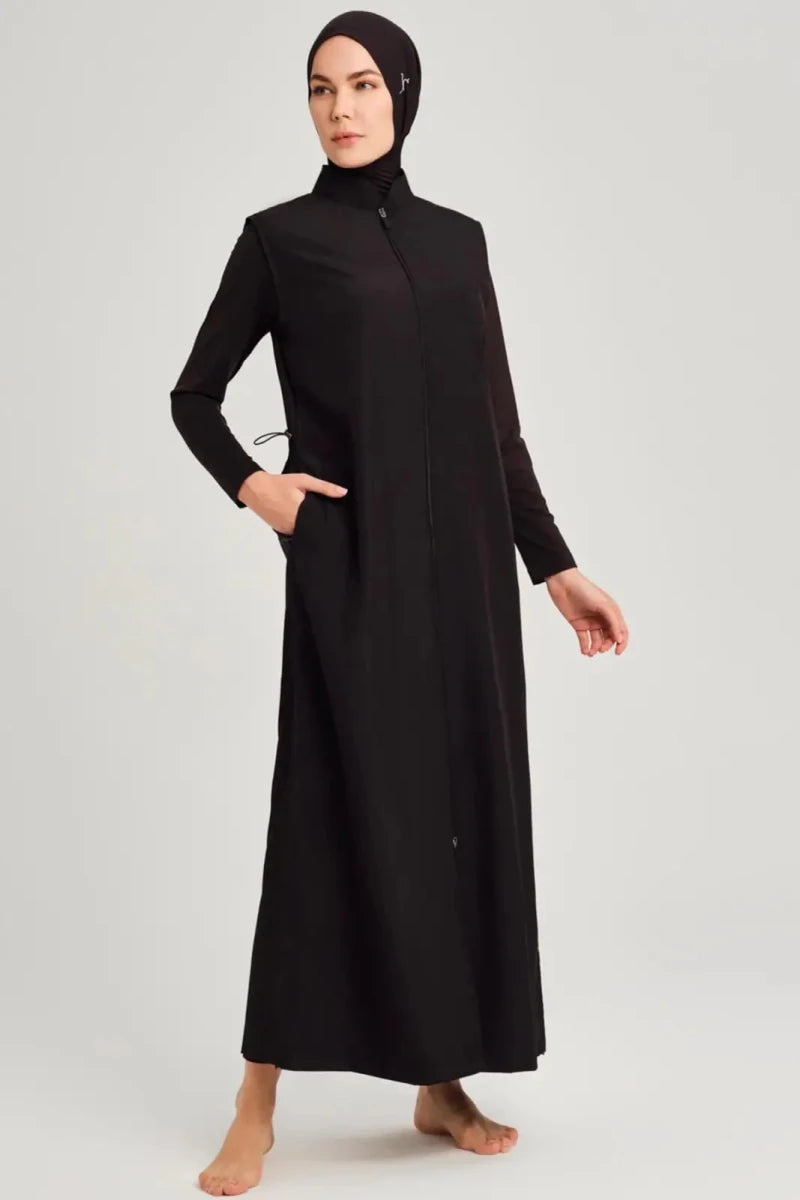 Haşema Full-Length Sleeveless Overdress 4-Piece Full-Covered Burkini Set H-6021-39 Black - ihvan