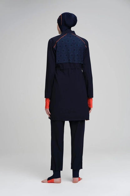 Haşema Performance Series Foot Band Detailed Stretch Woven 6-Piece Full-Covered Burkini Set H-Per50 HSM-2010 Navy Blue - ihvan