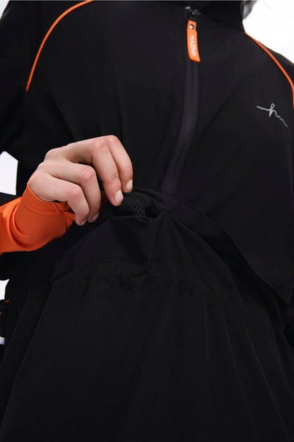 Haşema Performance Series Orange Piping 5-Piece Full-Covered Burkini Set 2019-25 Black - ihvan