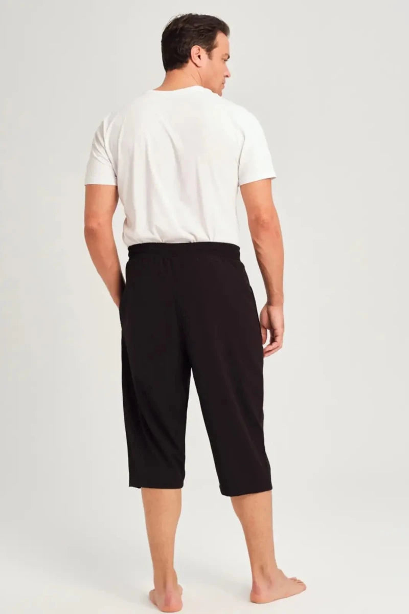 Haşema Wide Fit Plus Size Men's Long Pool and Beach Shorts HSM-3062 Black - ihvan