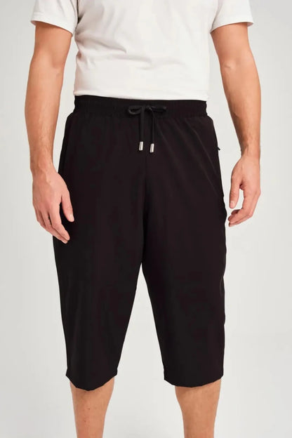 Haşema Wide Fit Plus Size Men's Long Pool and Beach Shorts HSM-3062 Black - ihvan
