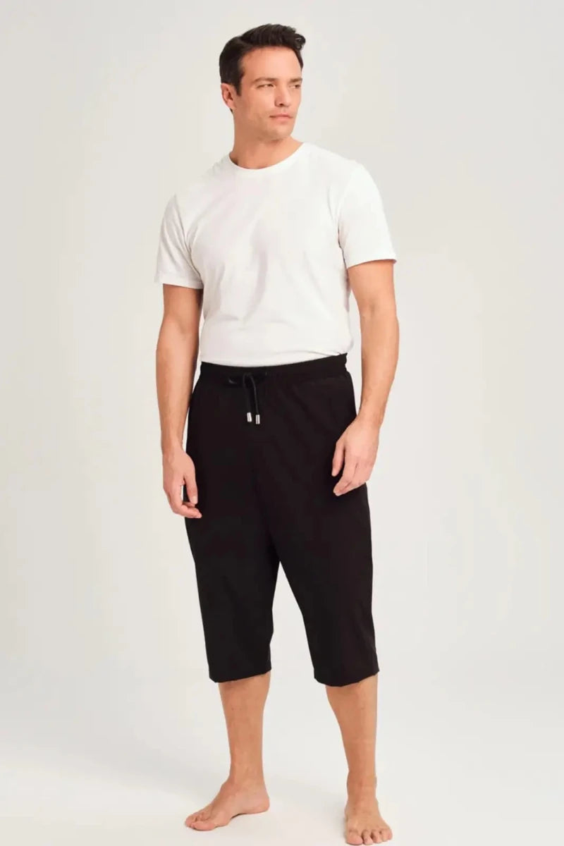 Haşema Wide Fit Plus Size Men's Long Pool and Beach Shorts HSM-3062 Black - ihvan