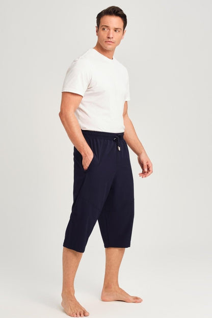 Haşema Wide Fit Plus Size Men's Long Pool and Beach Shorts HSM-3062 Navy Blue - ihvan