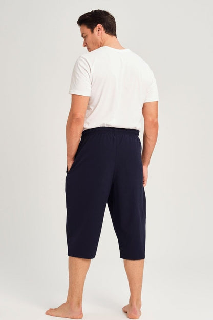 Haşema Wide Fit Plus Size Men's Long Pool and Beach Shorts HSM-3062 Navy Blue - ihvan