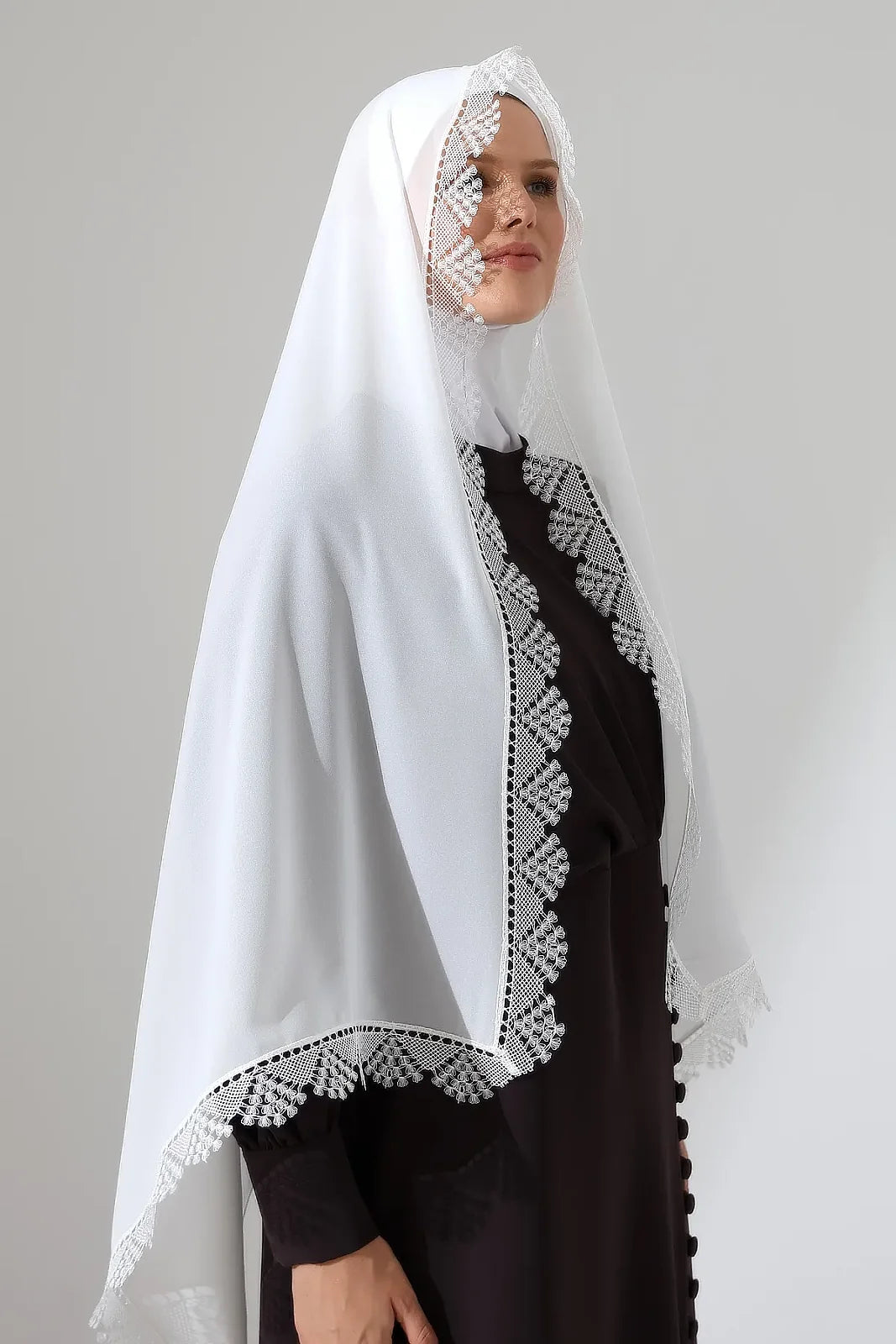 Lace Prayer Scarf with Needlework Embroidery – Demor Fabric