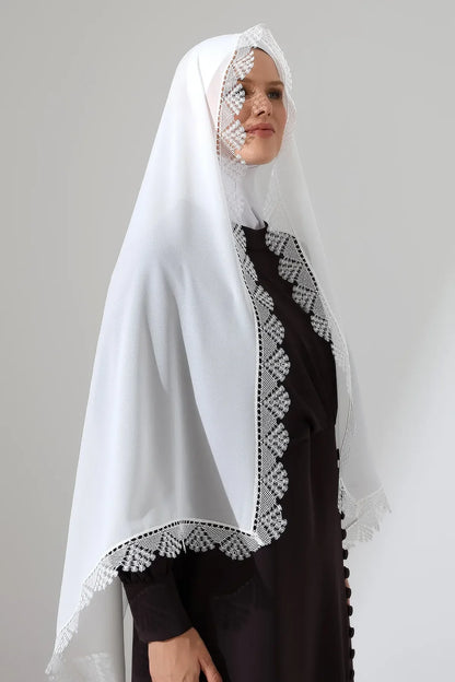 Lace Prayer Scarf with Needlework Embroidery – Demor Fabric