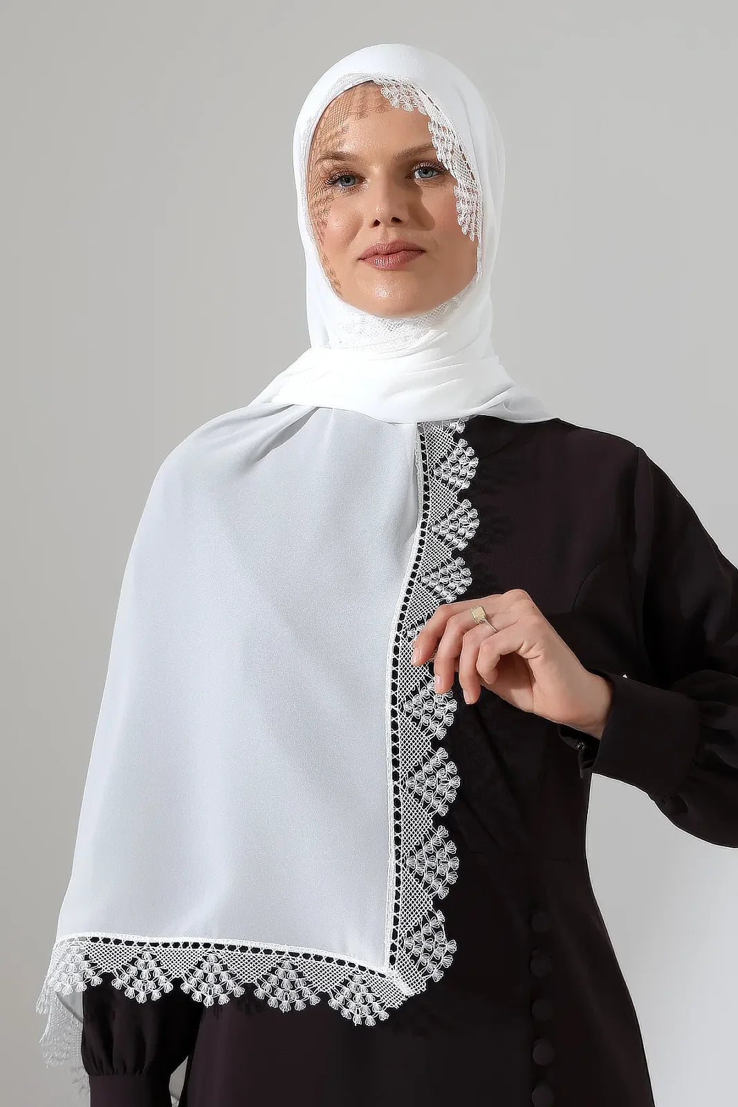 Lace Prayer Scarf with Needlework Embroidery – Demor Fabric
