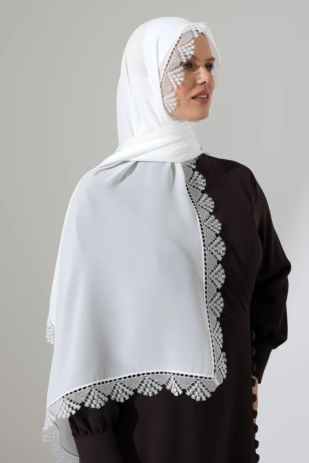 Lace Prayer Scarf with Needlework Embroidery – Demor Fabric