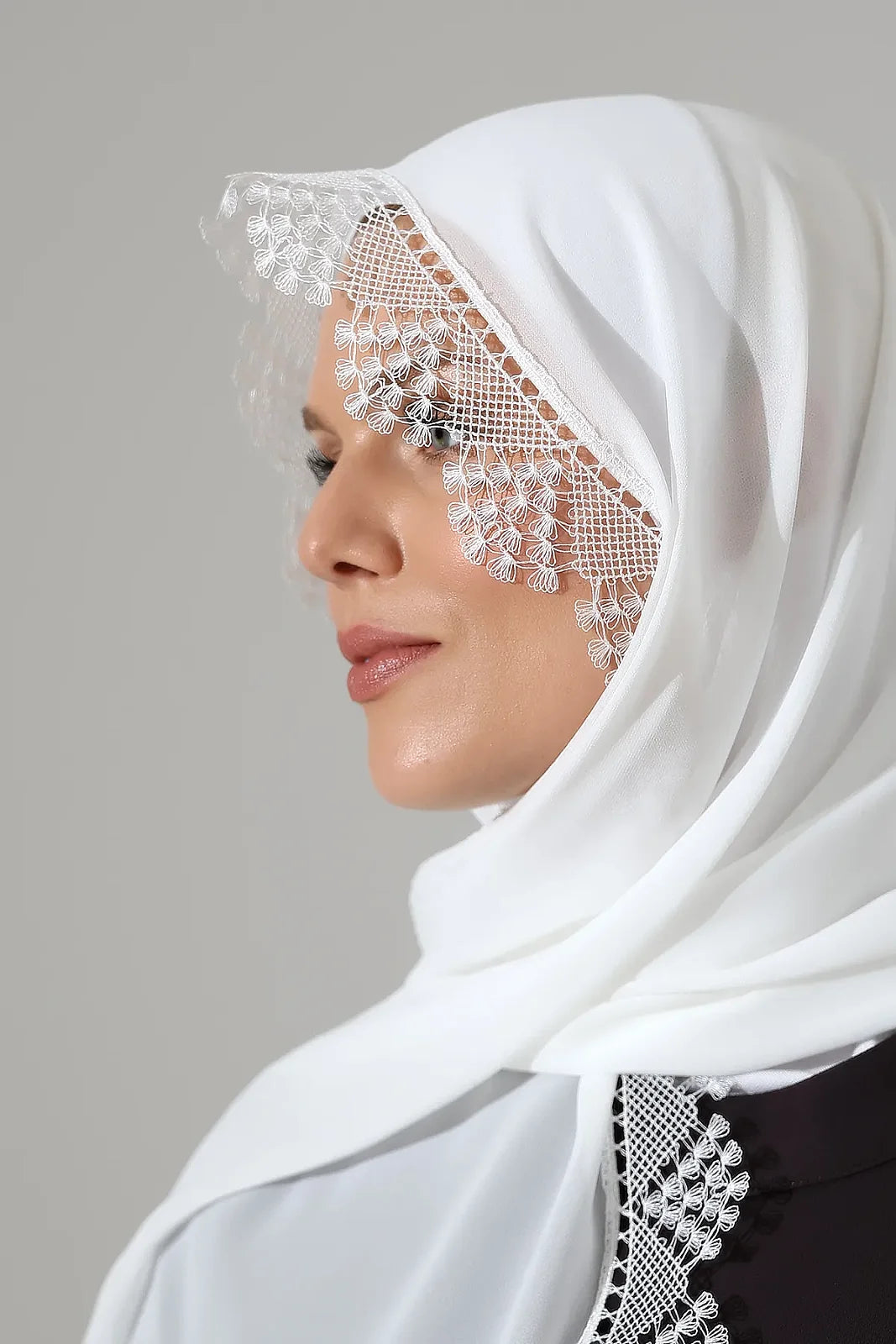 Lace Prayer Scarf with Needlework Embroidery – Demor Fabric