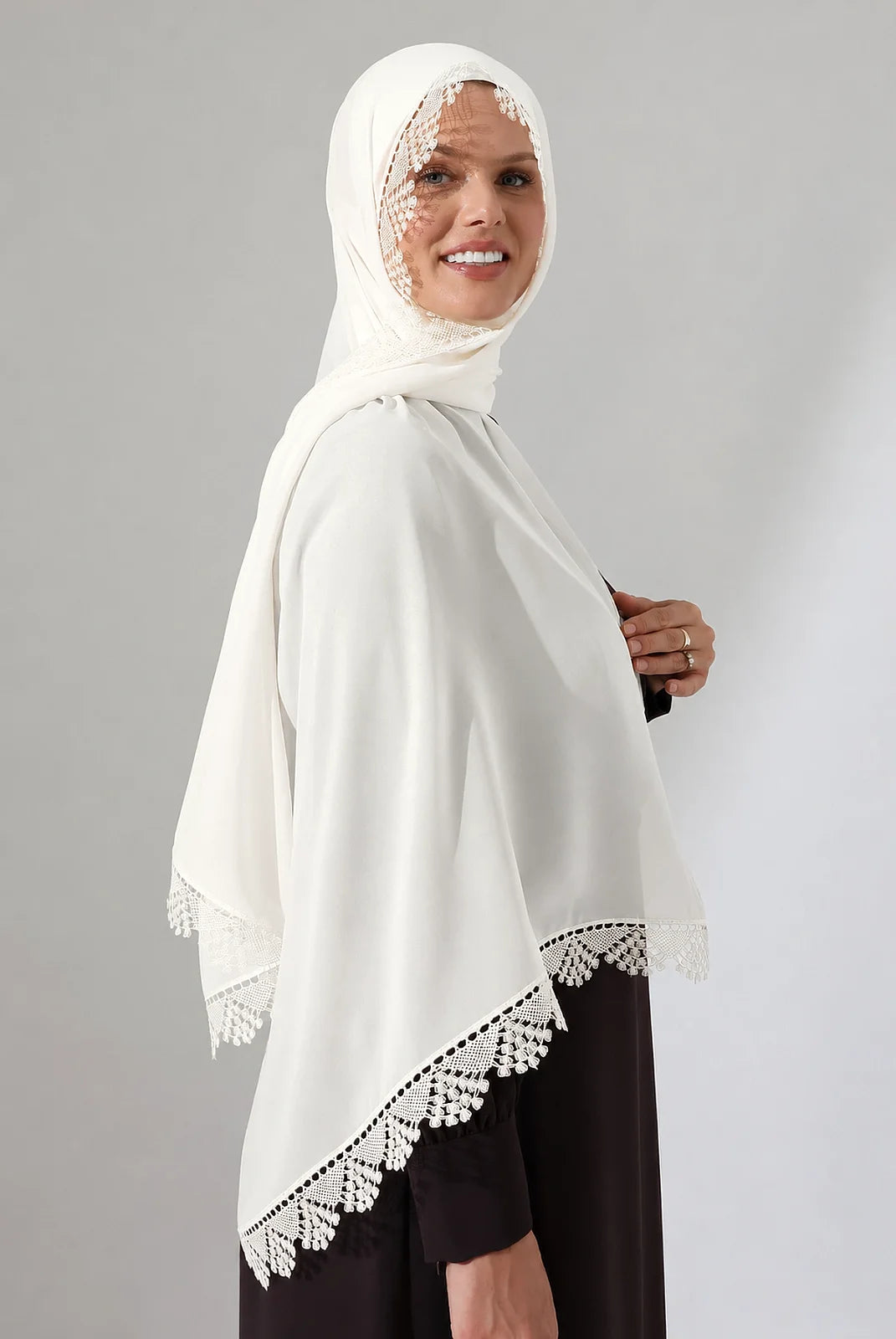 Lace Prayer Scarf with Needlework Embroidery – Demor Fabric