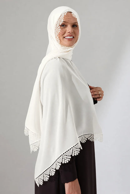Lace Prayer Scarf with Needlework Embroidery – Demor Fabric