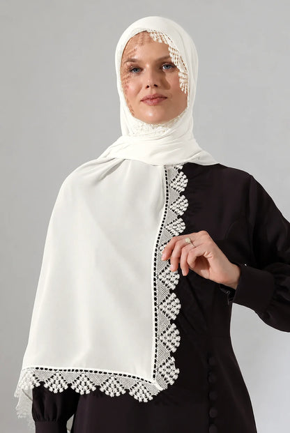 Lace Prayer Scarf with Needlework Embroidery – Demor Fabric