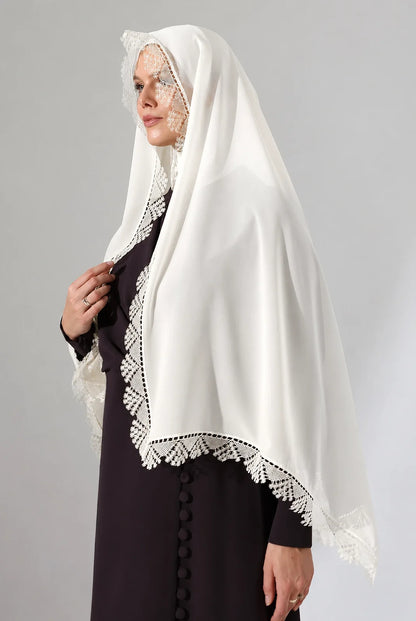 Lace Prayer Scarf with Needlework Embroidery – Demor Fabric