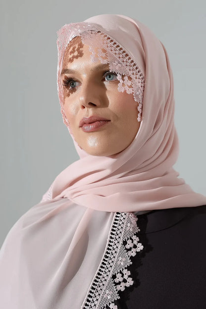 Lace Prayer Scarf with Needlework Embroidery – Demor Fabric