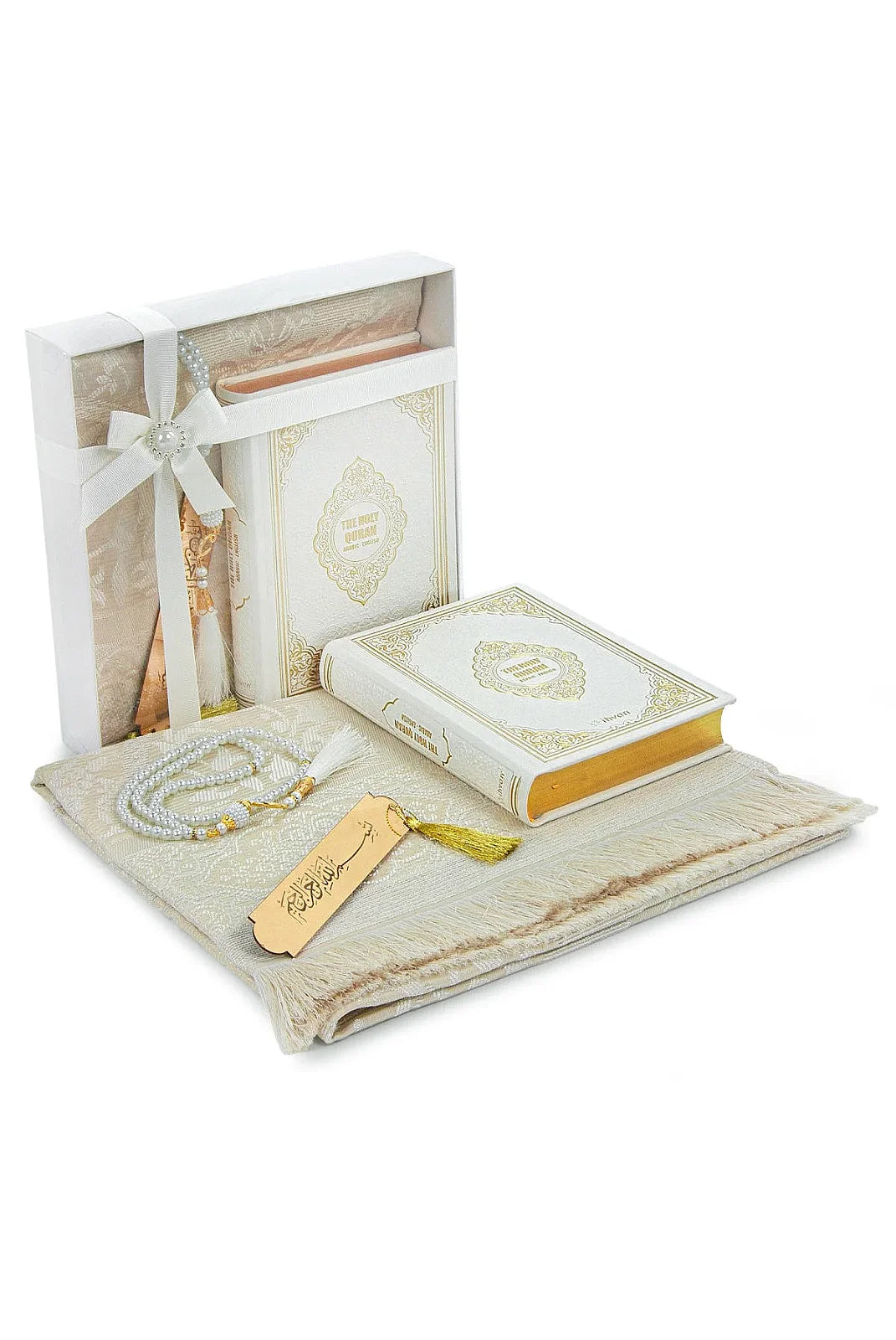 Arabic-English Quran Islamic Gift Box Set with Prayer Mat, Tasbih & Bookmark