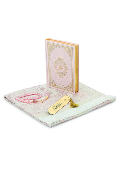 Arabic-English Quran Islamic Gift Box Set with Prayer Mat, Tasbih & Bookmark