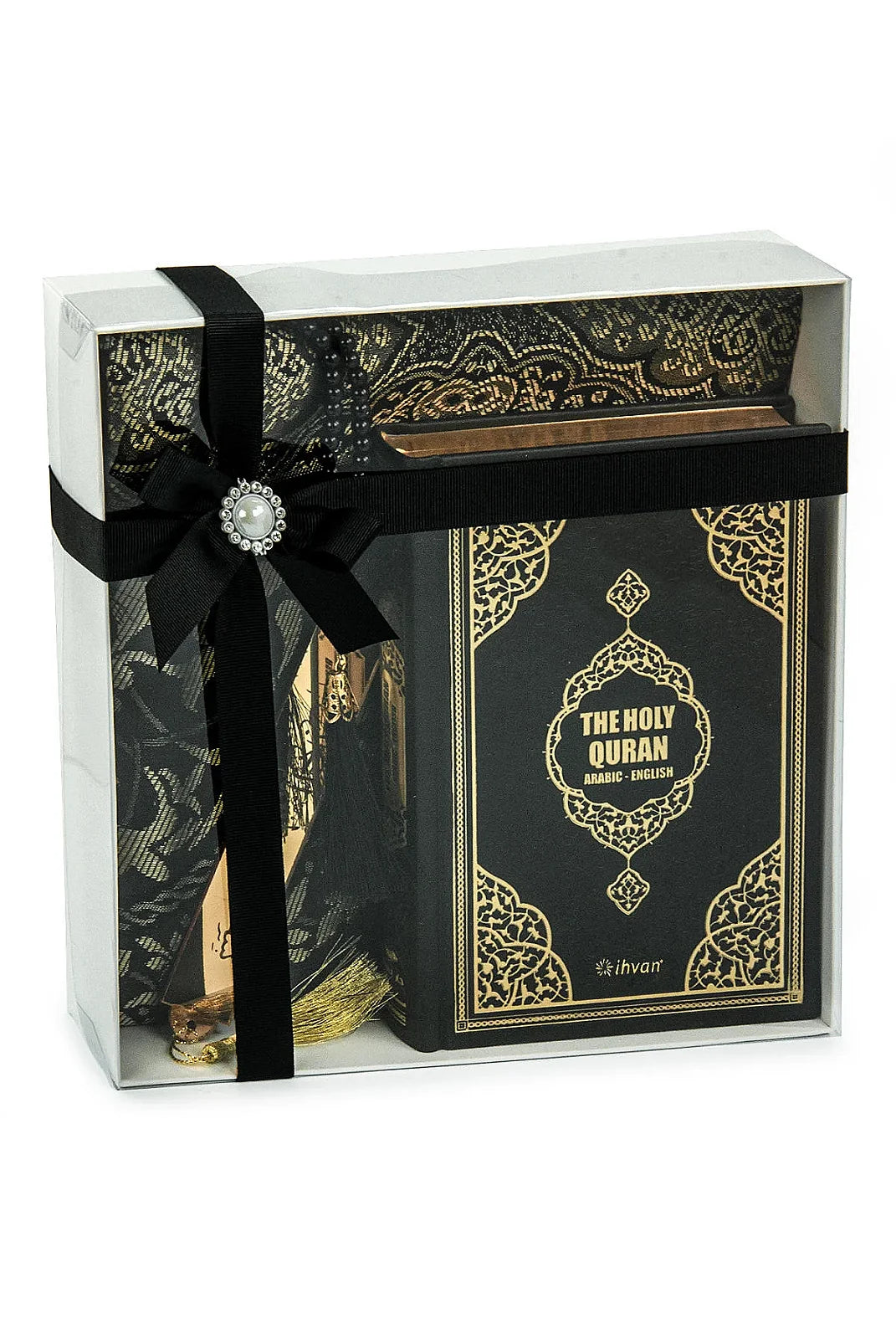 Arabic-English Quran Islamic Gift Box Set with Prayer Mat, Tasbih & Bookmark