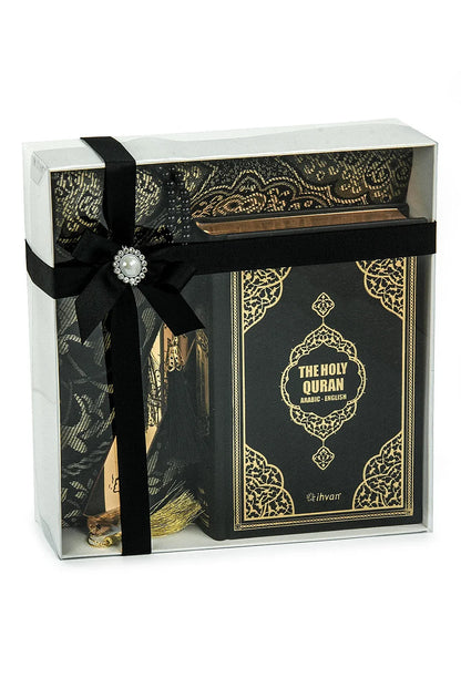 Arabic-English Quran Islamic Gift Box Set with Prayer Mat, Tasbih & Bookmark