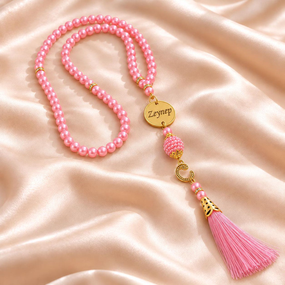 Personalized Prayer Mat for Girls, Kaaba Design and Embroidered Name, Quran and Tasbih