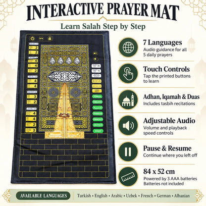 Interactive Talking Prayer Mat for Kids – 7-Language Salah Learning Mat - ihvan