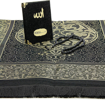 Islamic Gift Set – Taffeta Prayer Rug, Velvet Yaseen Book & Prayer Beads - ihvan