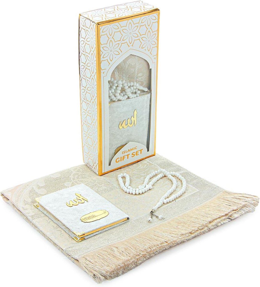 Islamic Gift Set – Taffeta Prayer Rug, Velvet Yaseen Book & Prayer Beads - ihvan