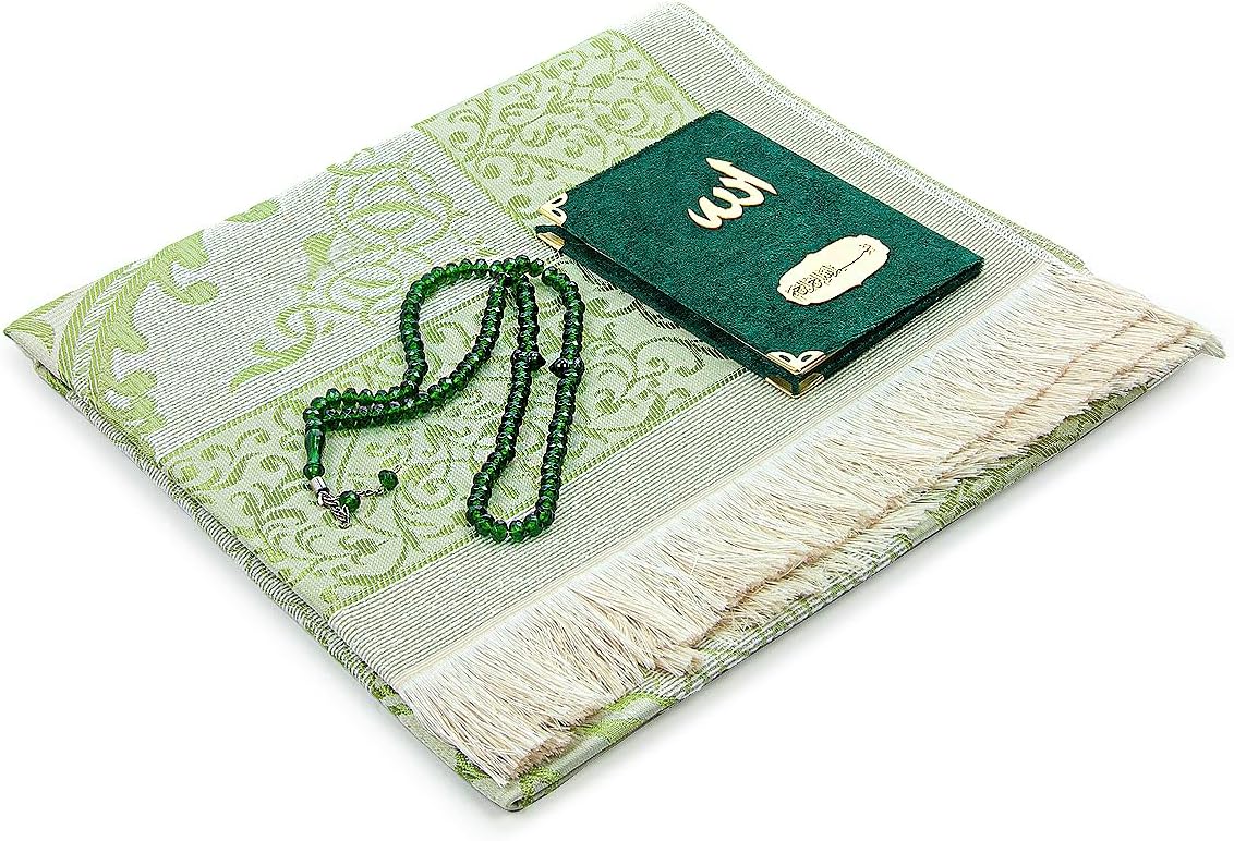 Islamic Gift Set – Taffeta Prayer Rug, Velvet Yaseen Book & Prayer Beads - ihvan