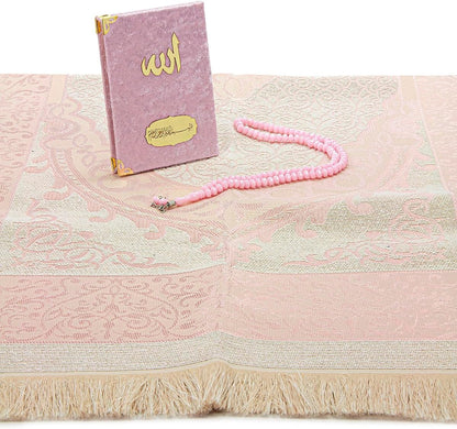 Islamic Gift Set – Taffeta Prayer Rug, Velvet Yaseen Book & Prayer Beads - ihvan