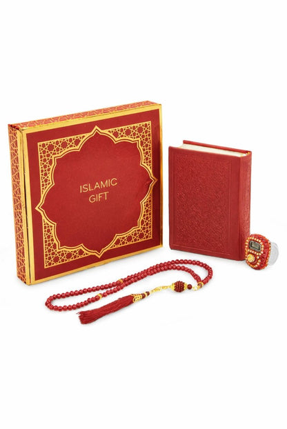 Islamic Gift Set with Pocket Size Arabic Quran, Prayer Beads, Digital Zikirmatik & Elegant Gift Box - Complete Muslim Gift Box for Ramadan, Eid, Mevlid, Hajj & Umrah - ihvan