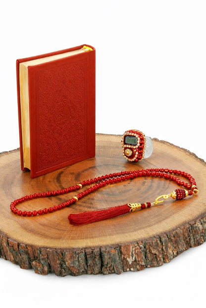 Islamic Gift Set with Pocket Size Arabic Quran, Prayer Beads, Digital Zikirmatik & Elegant Gift Box - Complete Muslim Gift Box for Ramadan, Eid, Mevlid, Hajj & Umrah - ihvan