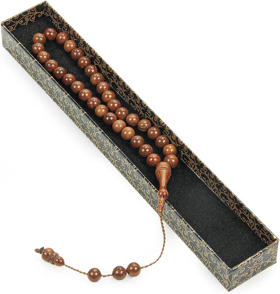 Islamic Prayer Beads – 33 Wooden Tasbih (8mm Round Cuts) for Daily Dhikr & Gifts - ihvan