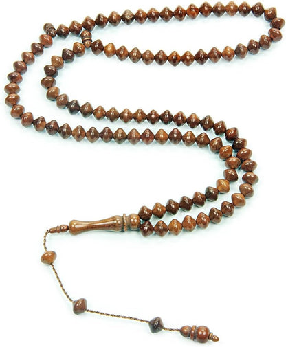Islamic Prayer Beads – 99 Wooden Tasbih (8mm Istanbul Cuts) for Dhikr & Islamic Gifts - Brown - ihvan