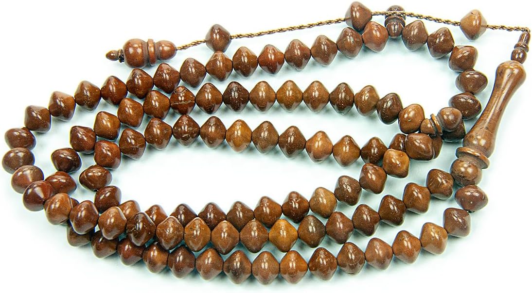 Islamic Prayer Beads – 99 Wooden Tasbih (8mm Istanbul Cuts) for Dhikr & Islamic Gifts - Brown - ihvan