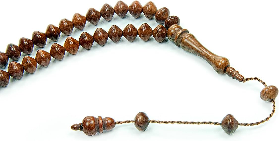 Islamic Prayer Beads – 99 Wooden Tasbih (8mm Istanbul Cuts) for Dhikr & Islamic Gifts - Brown - ihvan