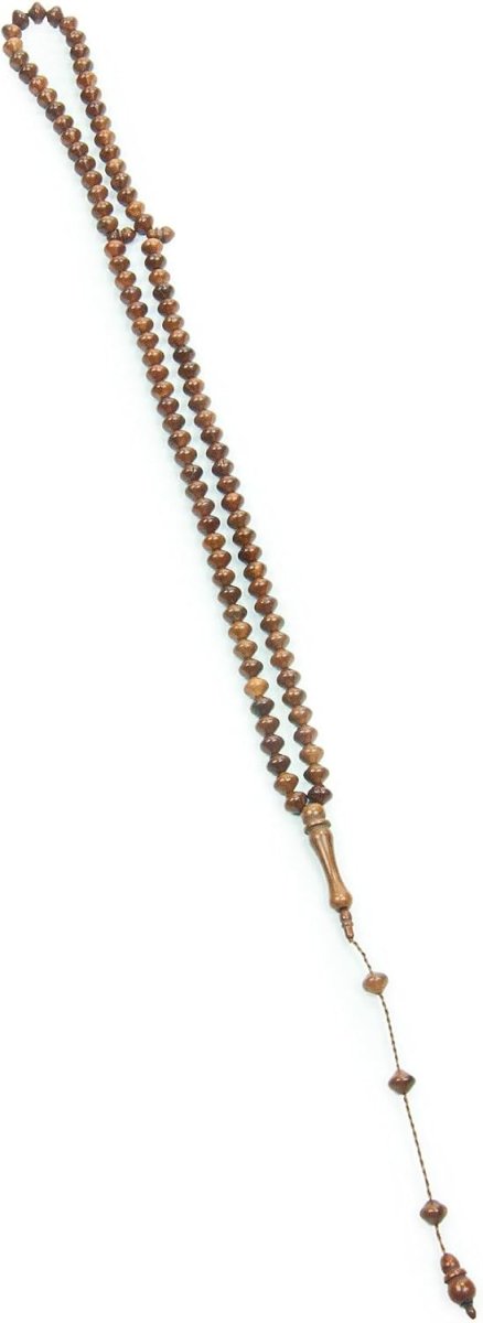 Islamic Prayer Beads – 99 Wooden Tasbih (8mm Istanbul Cuts) for Dhikr & Islamic Gifts - Brown - ihvan