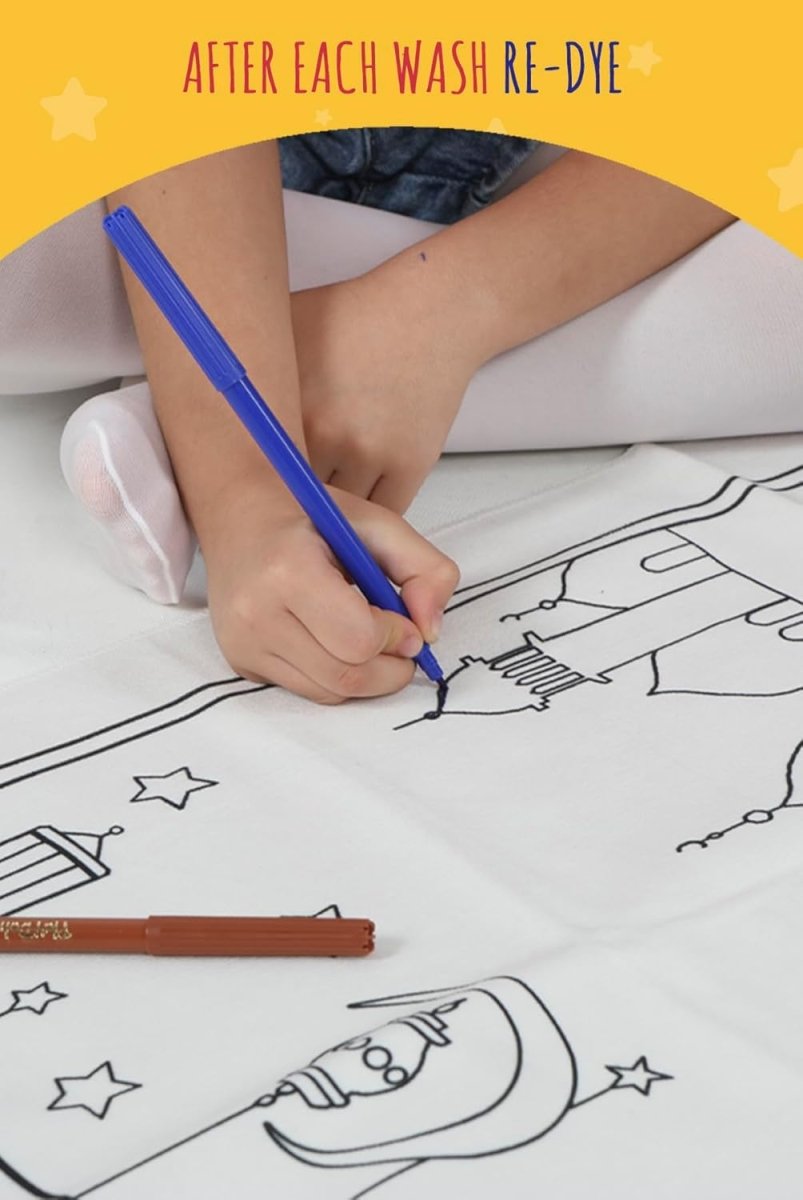 Islamic Prayer Rug Set for Kids | Paintable & Washable | Blue - ihvan