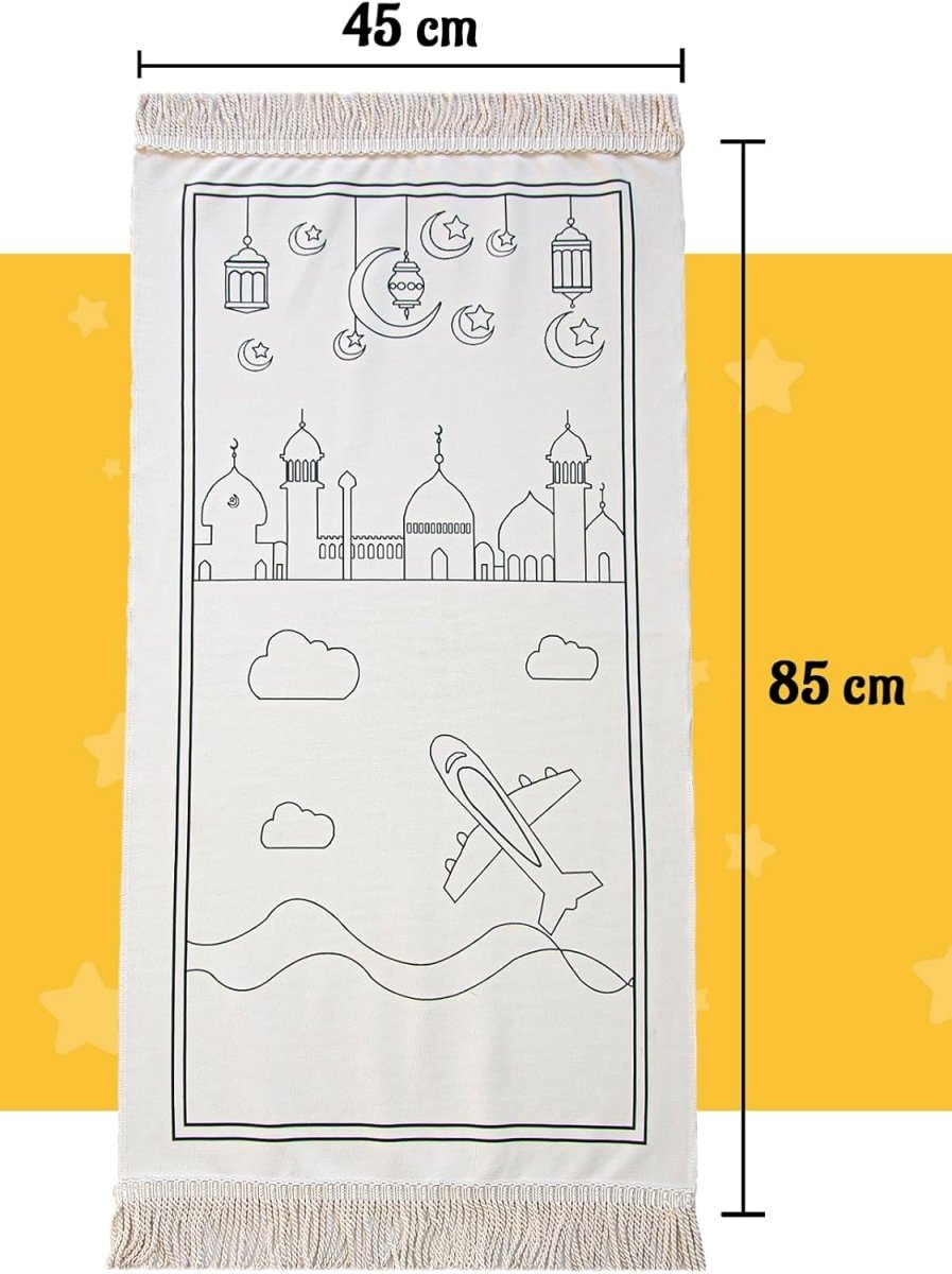 Islamic Prayer Rug Set for Kids | Paintable & Washable | Red - ihvan