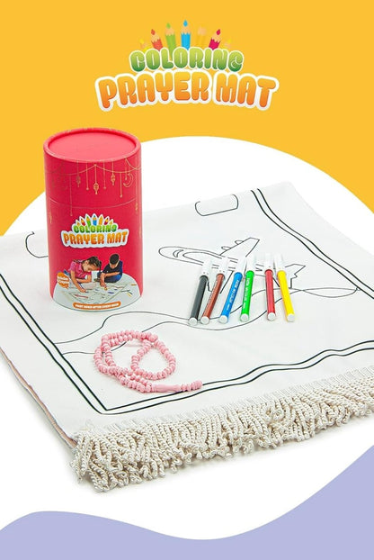Islamic Prayer Rug Set for Kids | Paintable & Washable | Red - ihvan