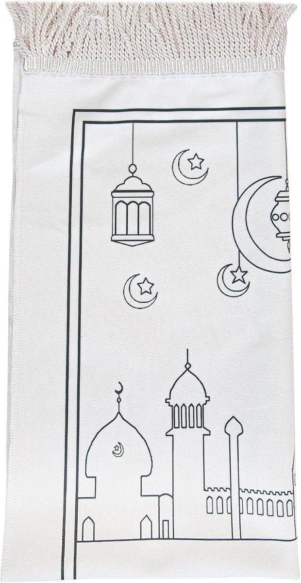 Islamic Prayer Rug Set for Kids | Paintable & Washable | Red - ihvan