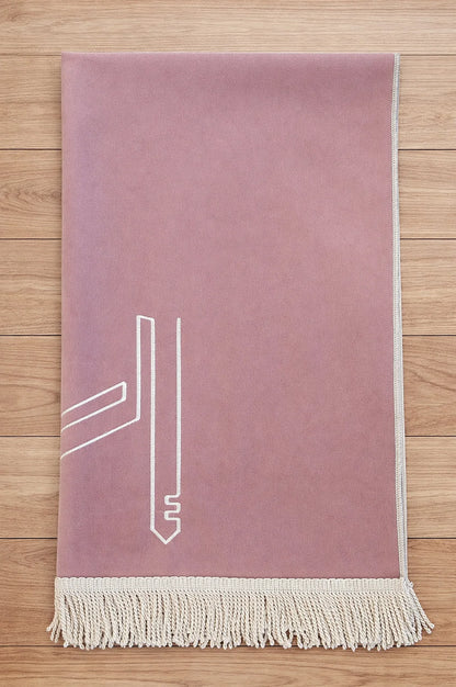Personalized Luxury Velvet Prayer Rug with Kaaba Embroidery