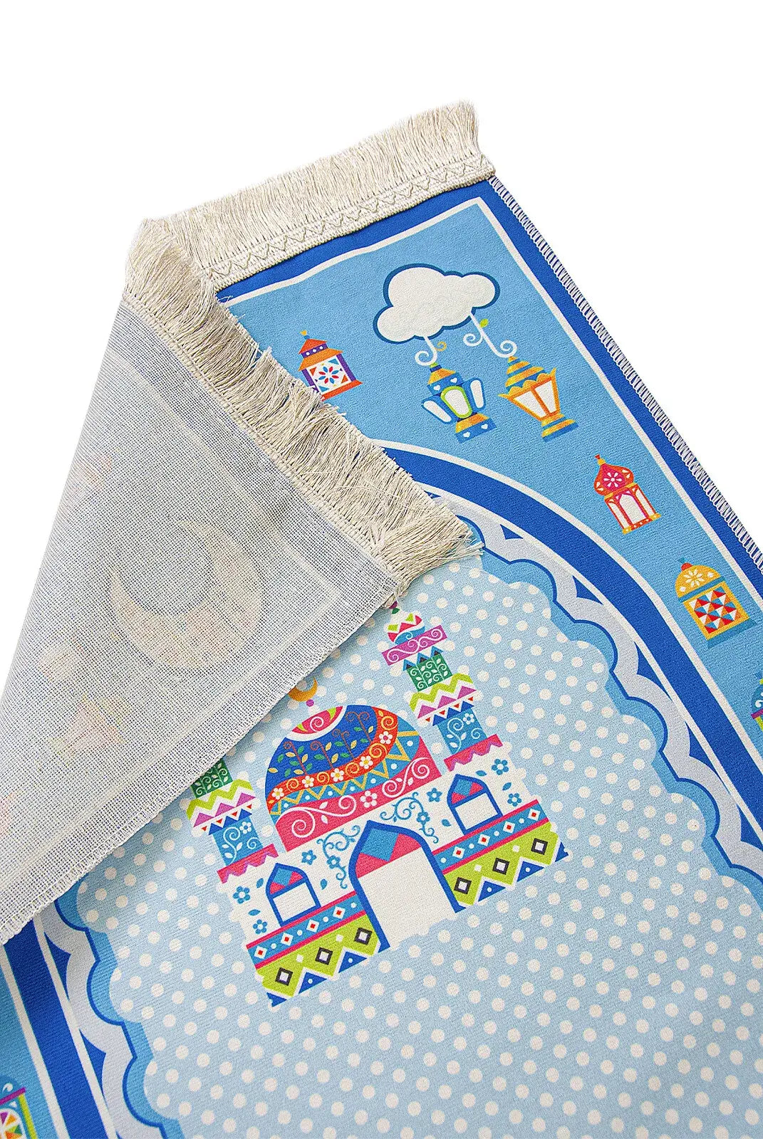 Personalized Ramadan Prayer Rug for Kids with Glitter Tassels