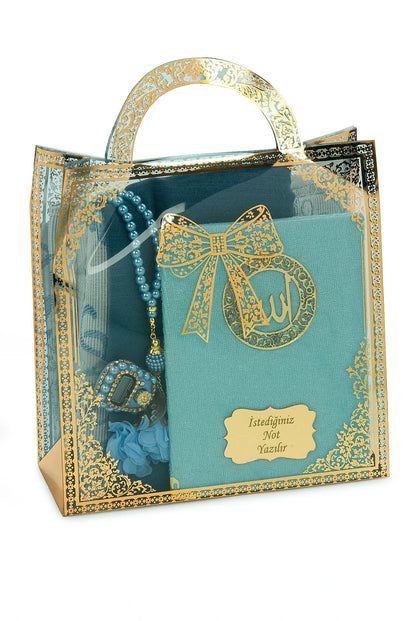 Personalised Yaseen Gift Set with Prayer Mat, Shawl, Tasbih & Acrylic Carry Case