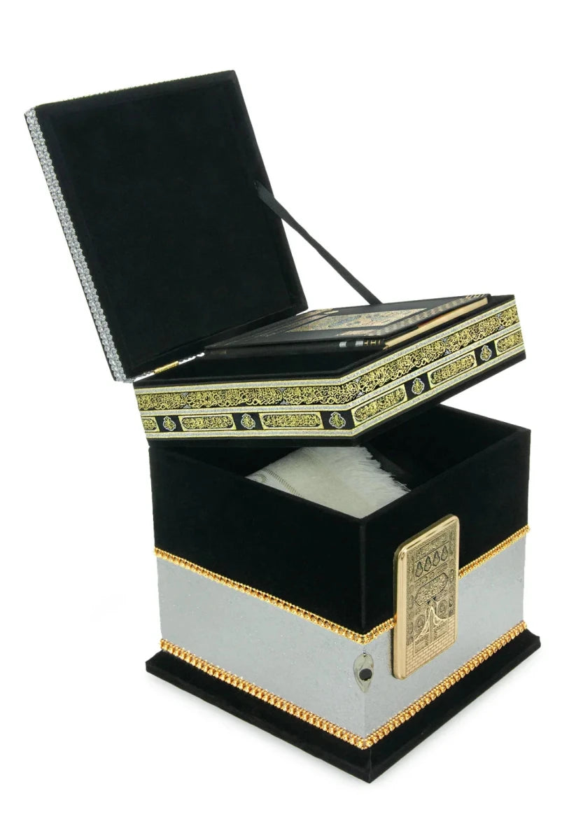Kaaba Concept Islamic Gift Set with Quran, Prayer Mat & Tasbih - ihvan