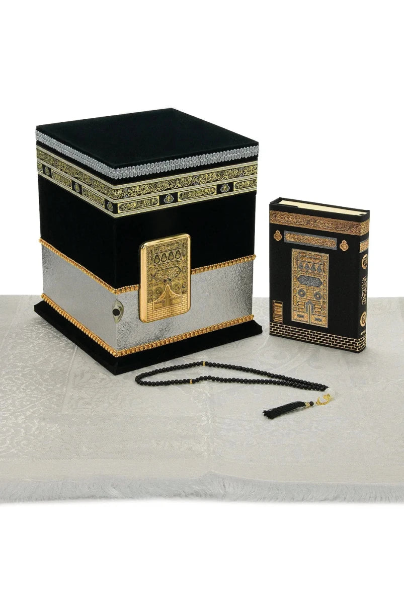 Kaaba Concept Islamic Gift Set with Quran, Prayer Mat & Tasbih - ihvan