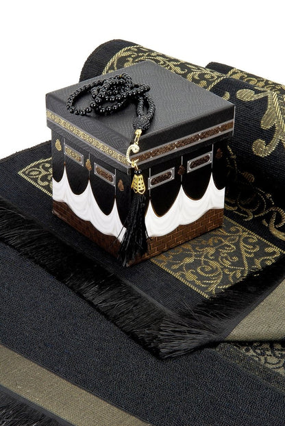 Kaaba Gift Set – Luxury Prayer Rug and Pearl Tasbeeh with Kaaba Model - ihvan