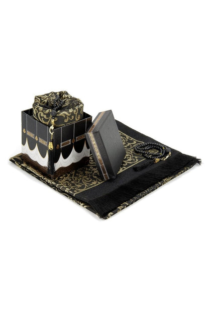 Kaaba Gift Set – Luxury Prayer Rug and Pearl Tasbeeh with Kaaba Model - ihvan