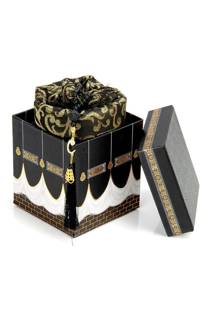 Kaaba Gift Set – Luxury Prayer Rug and Pearl Tasbeeh with Kaaba Model - ihvan