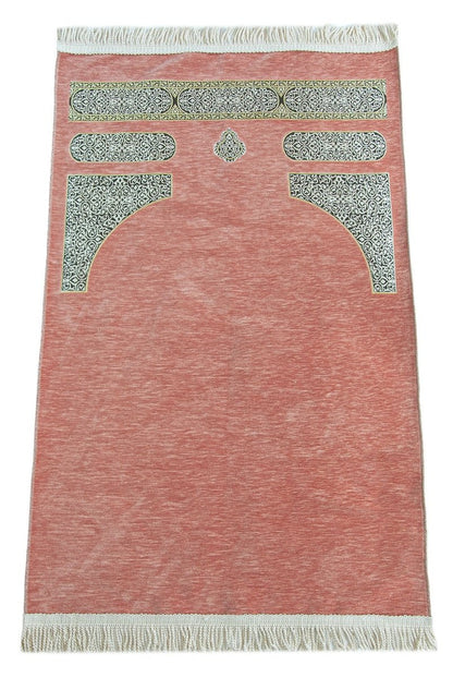 Kaaba Pattern Chenille Prayer Rug with Braided Tassels – Luxury Sajadah - ihvan