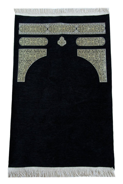 Kaaba Pattern Chenille Prayer Rug with Braided Tassels – Luxury Sajadah - ihvan